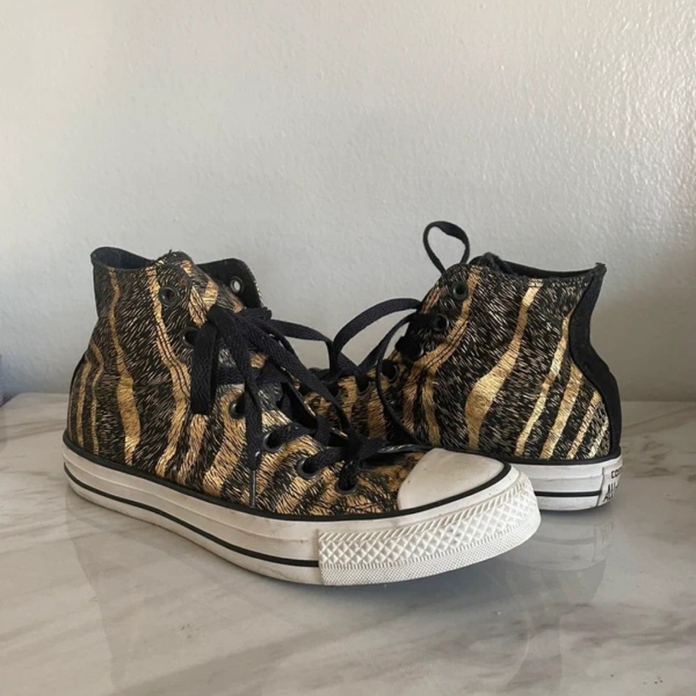 Converse Black and Gold High-Top Sneakers - Picture 5 of 5